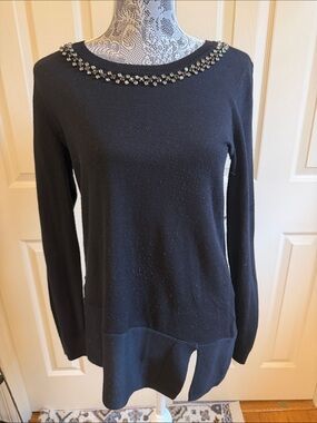 Simply Vera Vera Wang Embellished Black Knit Sweater